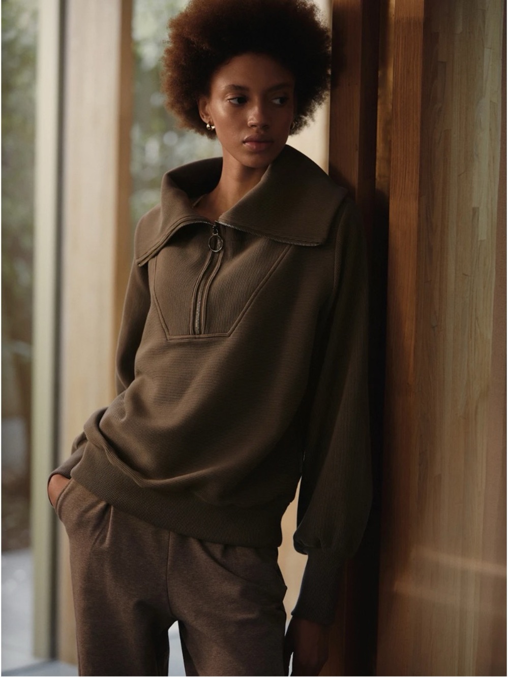 Varley Vine Half Zip Stone Olive